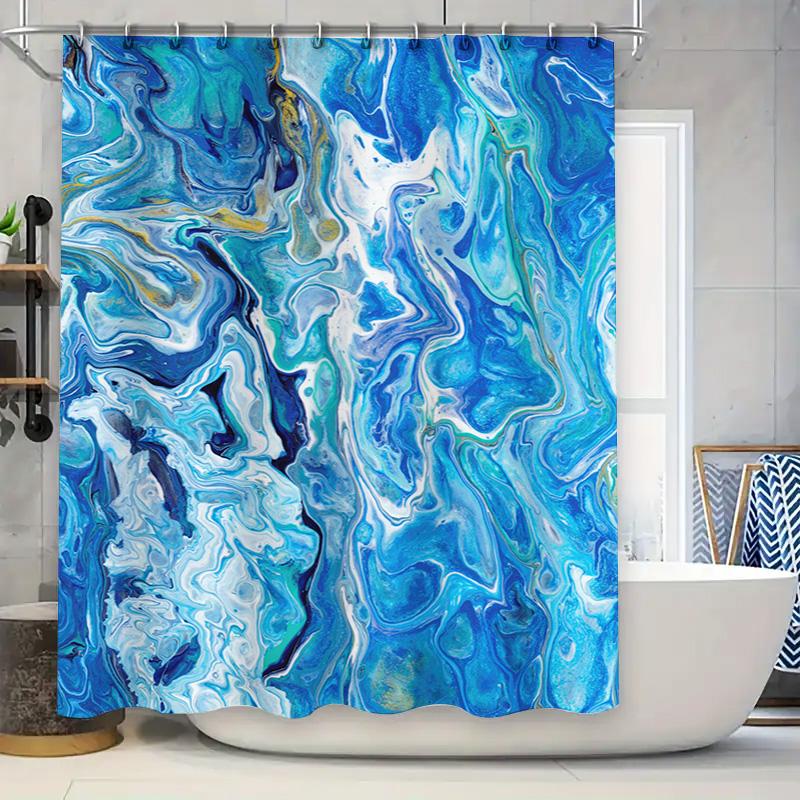 

Современная сине-белая шторка для душа, водонепроницаемая ткань, декор для ванной, абстрактный принт, украшение комнаты, очень длинная 72x84 дюйма (193см х 90x180cm