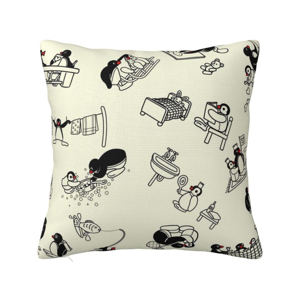 Noot Pingu Square Pillow Covers Polyester Home Penguin Cartoon Cushion Cover Cool Decorative Pillow Cover 45*45