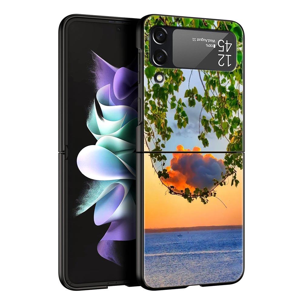 cute art pretty indie hot pink Phone Case For Samsung Galaxy Z Flip3 Flip4 Flip5 PC Shell For Z Flip 3 4 5 Hard Folding Cover