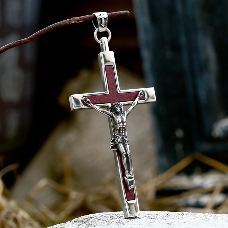 Beier Stainless Steel Men's Christian Christ Jesus Bible Jesus Exorcist Cross Pendant Chain Necklace Jewelry LLLHP199P
