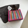 Stripe Big Straw Tote Bags for Women 2024 Summer Fashion Summer Shoulder Bags Handbags and Purses Weave Beach Bag