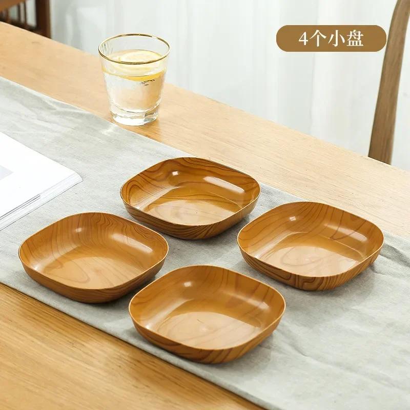 Japanese bone plate with imitation wood grain dried fruit Dim sum melon seeds fruit sugar afternoon tea tray bone plate