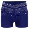 Kids Performance Shorts with Sparkling Rhinestones V-Front Elastic Waistband for Dance Gymnastics
