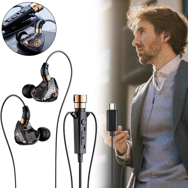 Earphones Ear In Noise Canceling Dynamic Hd Mic Recording Singing Wired C Type