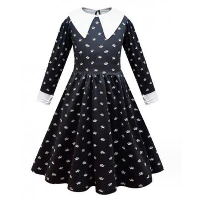 Das neue Adams-Familienkleid Gaze-Rock Wednesday Adams schwarzer Gaze-Rock Adams-Kleid