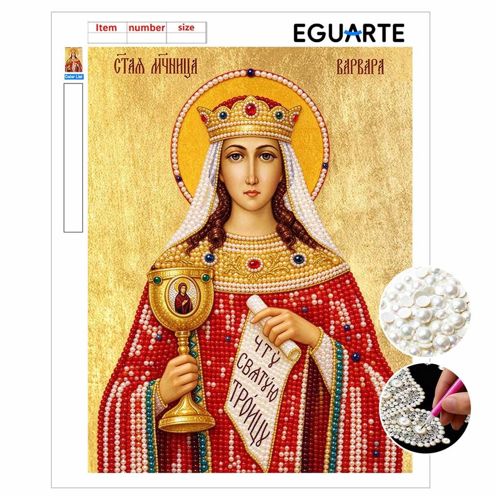 DIY 3D Pearl Diamond Painting Art Set Saint Barbara Religious Icon Home Decor Art Set Wall Art