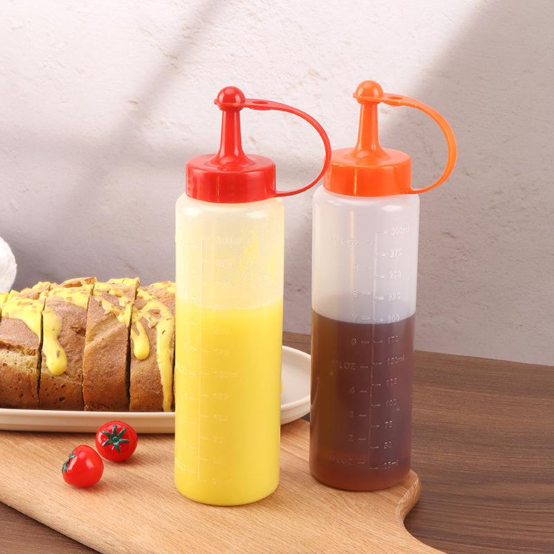 PE Plastic Squeeze Bottle With Pointed Nozzle, Household Condiment Dispenser For Sauce, Salad Dressing