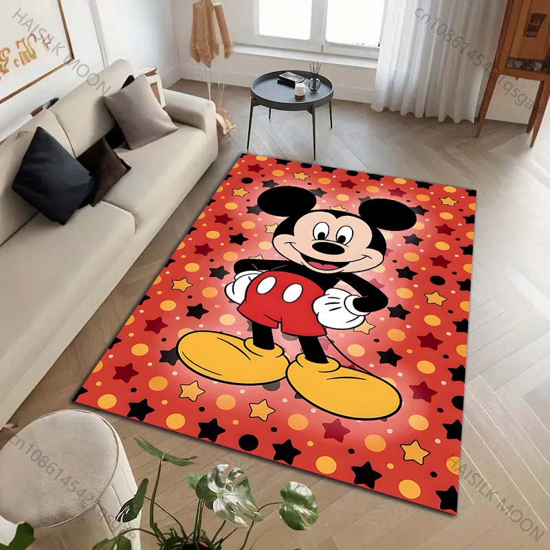 1PC Disney Mickey Mouse Print Cartoon Carpet for Living Room Bedroom Kid's Room Home Decor Area Rug Non-slip Mat Luxury Gift