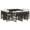 VidaXL Ensemble à manger de jardin et coussins 9 pcs marron poly rotin, ensemble de salle à manger d'extérieur 3210837