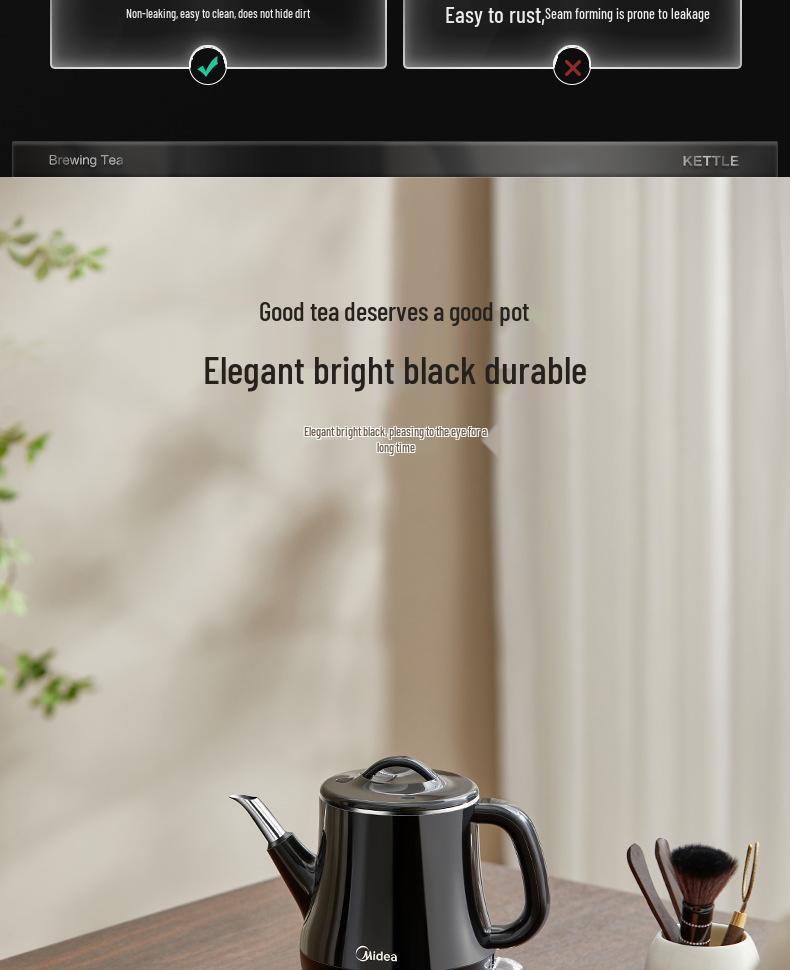 Midea Electric Tea Kettle with High Power Boiling and Tea Infuser, Model MK-PCE071