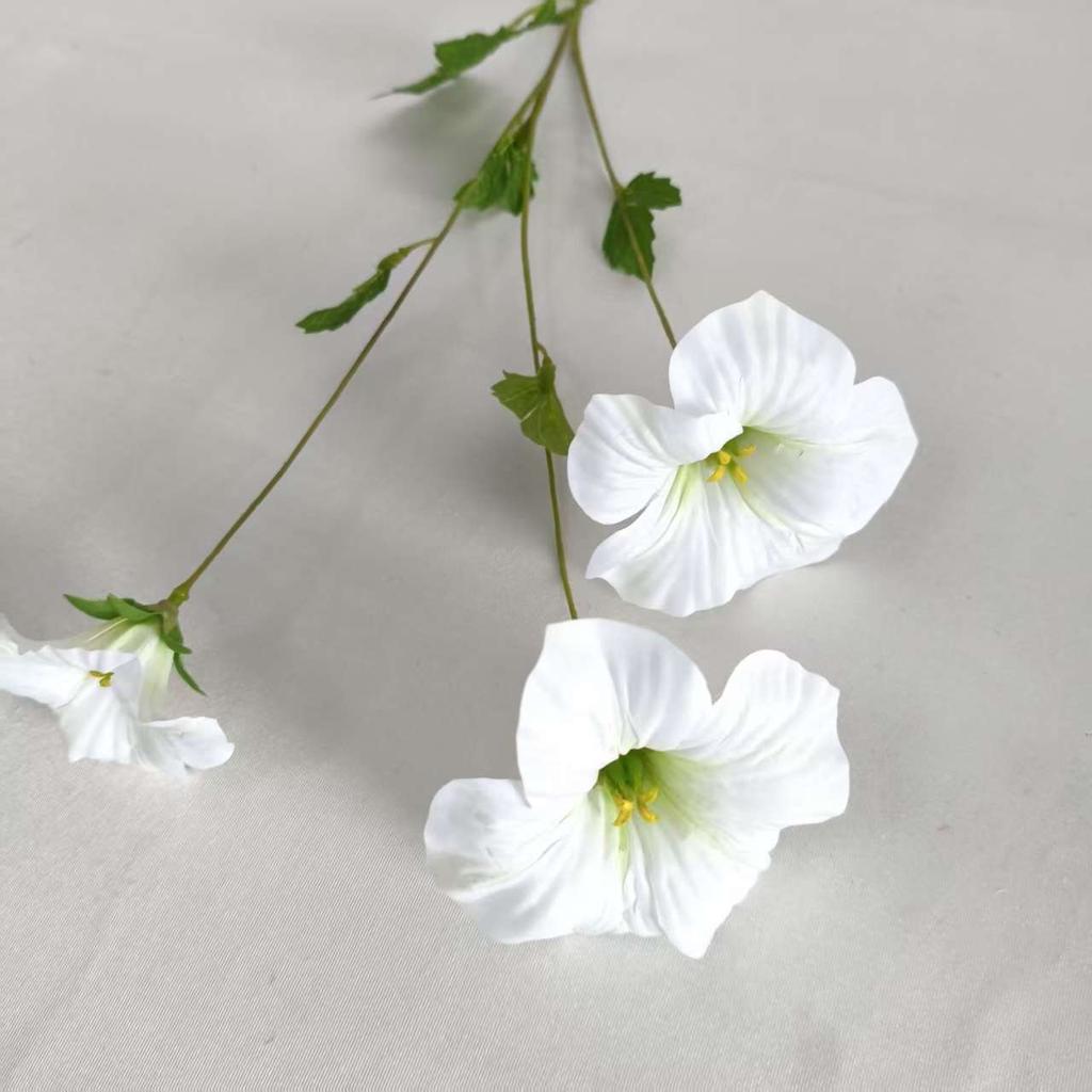 Artificial Multicolor Morning Glory Flower Bouquet Realistic Faux Petunia Blooms with Green Leaves Fake Wildflower Bundle for Vase Home Table Wedding