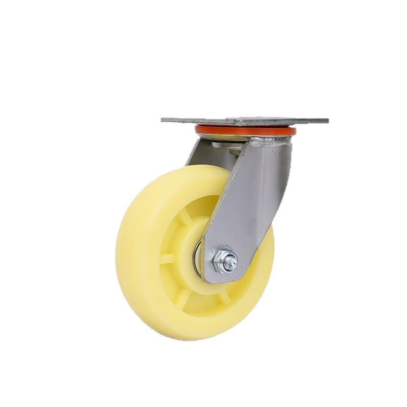 Heavy-Duty Silent Swivel Wheel with Brake - White Nylon, Thickened Steel Plate, High Load Capacity