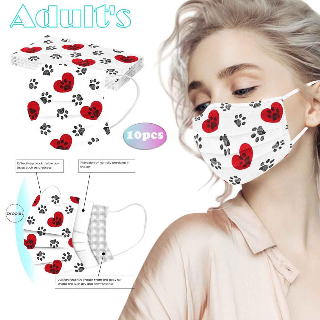 Adult  Women Man  Disposable Face Mask Industrial 3Ply Ear Loop 10PC Mask