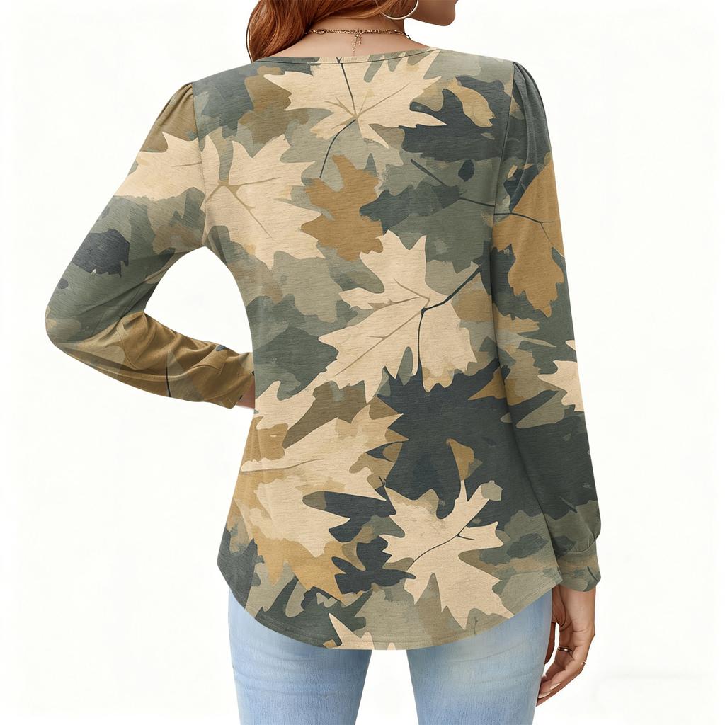 Γυναικείο Χαλαρό, V-λαιμόκοψη, Ρετρό Χρώμα, Μπλοκ με Φλοράλ Σχέδιο, Μακρυμάνικο Πουλόβερ T-shirt