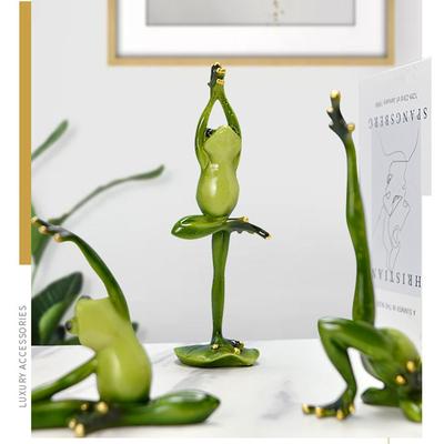 Artificial Home & Garden Table Desk Decor Collectible Miniatures Sculpture Statue Figurine Decoration Yoga Frogs Frog Sculpture