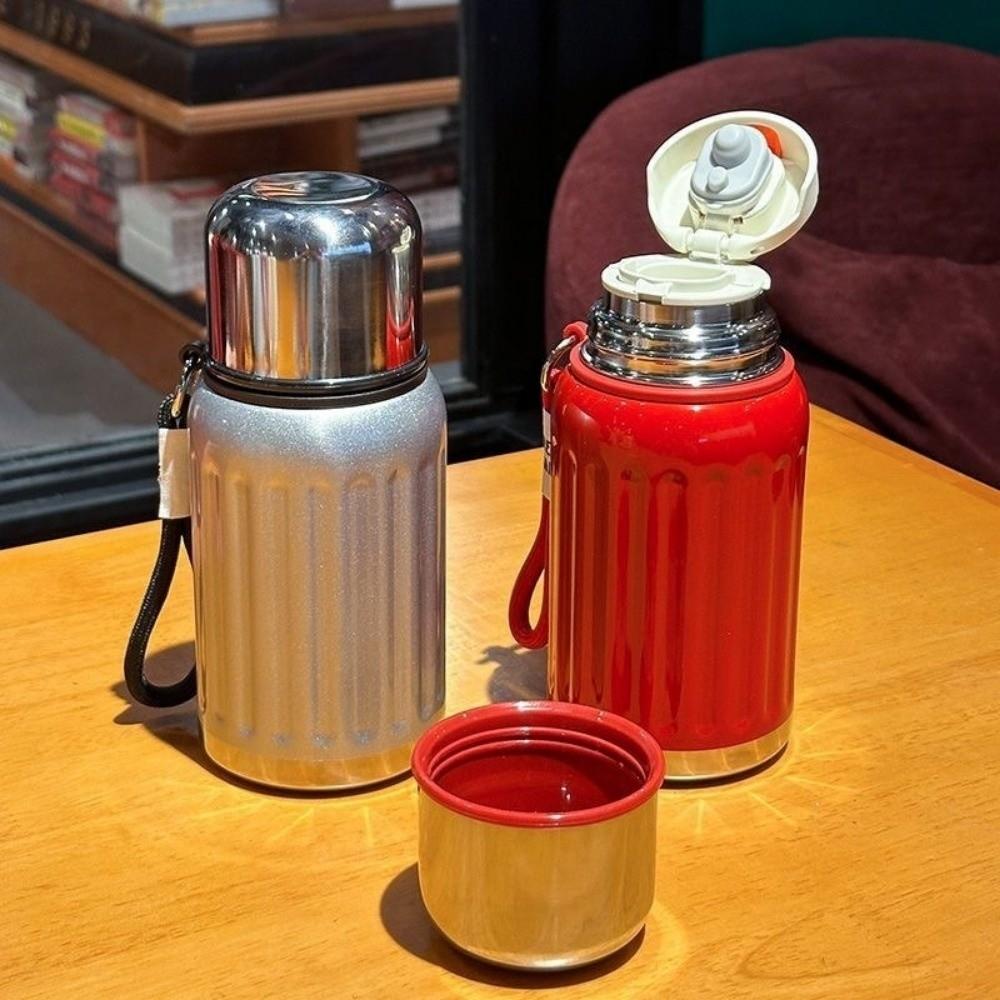 450ml Dual Drink Thermos Keep Warm and Cold Coffee Tea Cup Creative Insulated Water Bottle  Travel