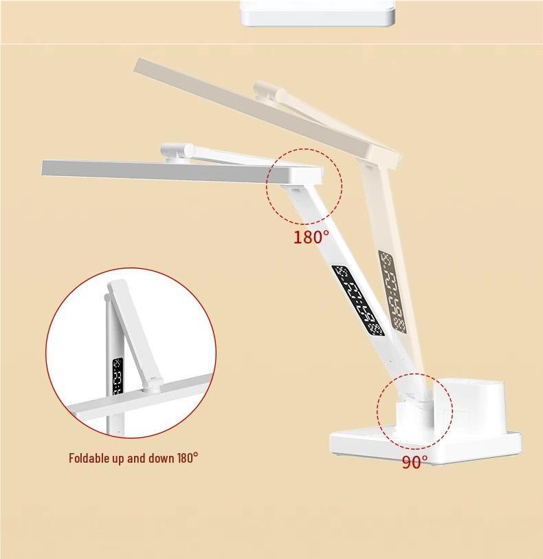Smart Rechargeable Desk Lamp with Eye Protection and Clock for Students