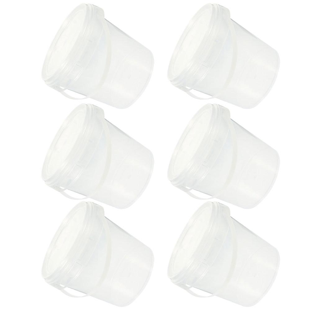 6Pcs Plastic Storage Buckets Clear Small Bucket with Lid Handle Food Grade Reusable Ice Cream Container Meal Prep Food Holder