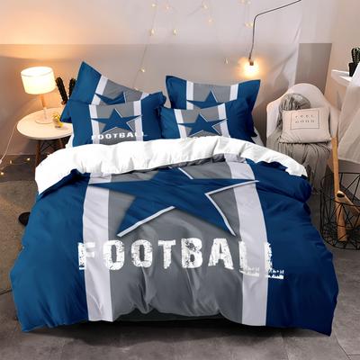 Polyester Duvet Cover Set Pentagram Sports Football Stripe 3D Comfortable Soft And Breathable For Bedroom Men Teens Couple Room