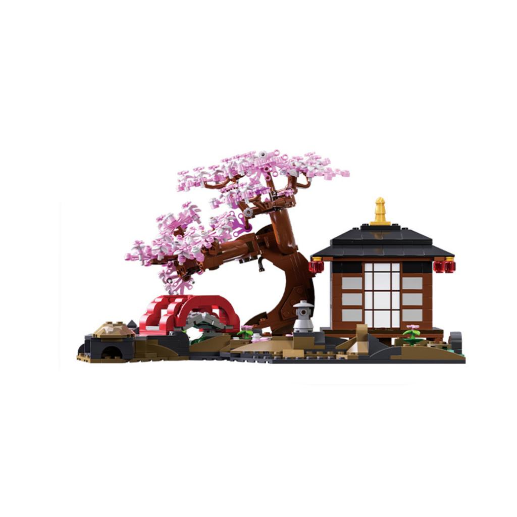 CherryBlossom StreetScene Building Block Puzzle Assembly Model Desktop Decoration
