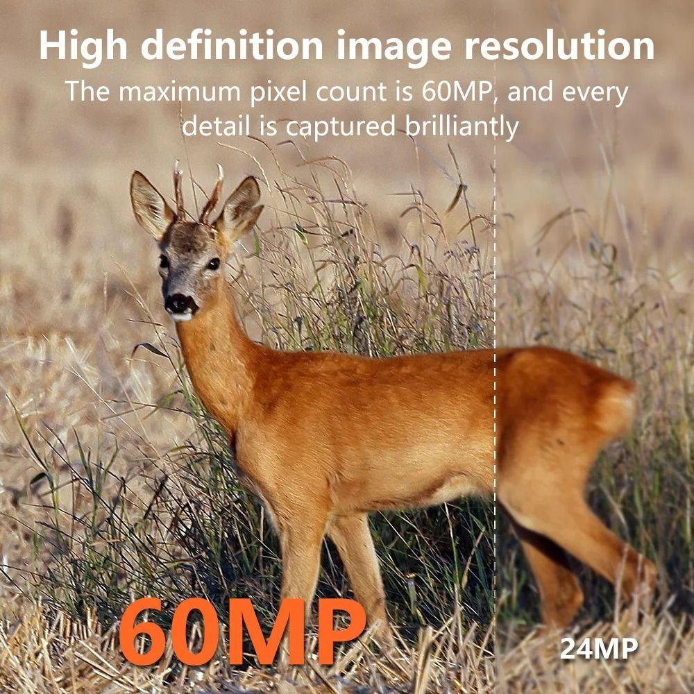 120° Wide-Angle Outdoor Infrared Trail Camera 60MP Wildlife Tracker Camera  Game Monitoring
