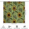 Vintage Sunflower Shower Curtain With Green Background Decorative Waterproof Fabric For Bathroom Accessories Perfect Gift Idea