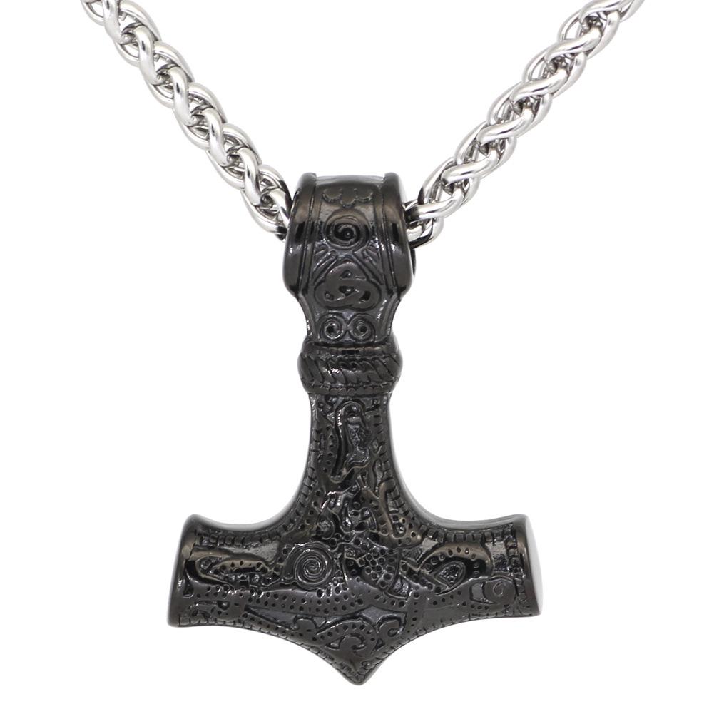 Stainless Steel Triquetra & Thor's Hammer Pendant Necklace