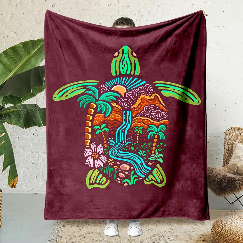 

lively turtle pattern Flannel printed blanket suitable for all seasons suitable for living room office sofa and travel 180x250CM 75x100cm (30x40inch)