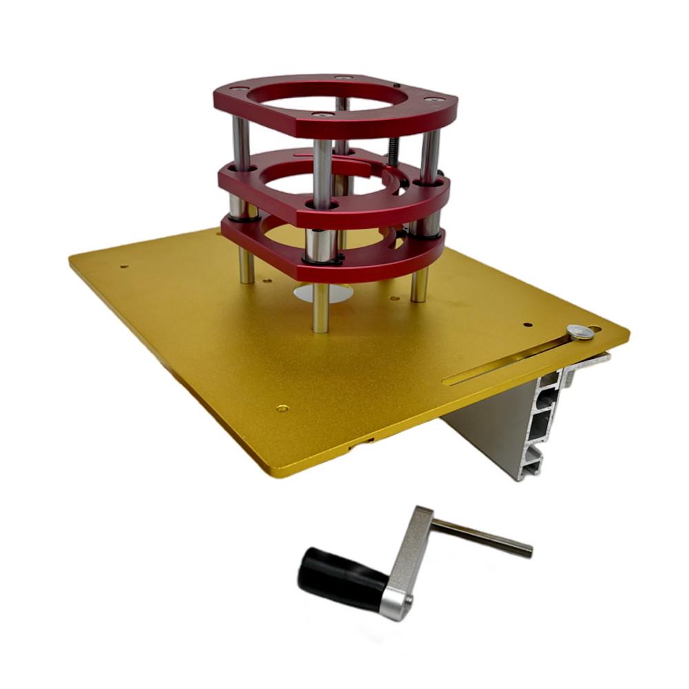 Upgraded Double-Hole Bakelite Router Tabletop Micro Table Saw with Push Ruler & Inverted Plate