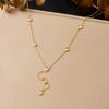 Gold Sun Charm Y-drop Necklace with Crystal Accents