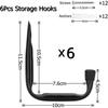 6 Pack Heavy Duty J Shape Wall Hooks For Garage Storage (11.5cm X 10cm) - DD