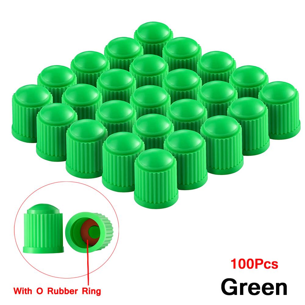 100pcs Tire Stem Valve Caps with O Rubber Ring Universal Stem Covers for Cars Bike and Bicycle Motorcycles