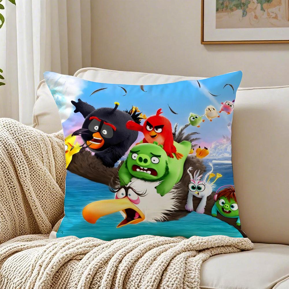 Popular Cartoon Crazy-A-Angry Birds-Game Cushion Cover Pillowcase Anti-Dustmite Living Room Sofa Decor Cushion Room