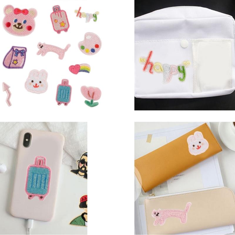 11 Pcs Suitcase Embroidered Patches Cats Iron on Patches Rabbits Repair Patches Sewing on Applique Patches for Bag
