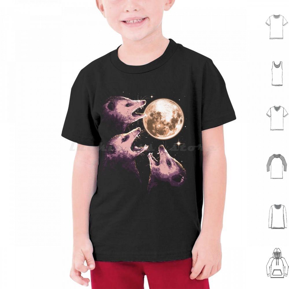 Three Opossums Howling At The Moon Funny Possum 3 Opossum T Shirt Big Size 100 Cotton Possum Opossum Raccoon Rodent Three