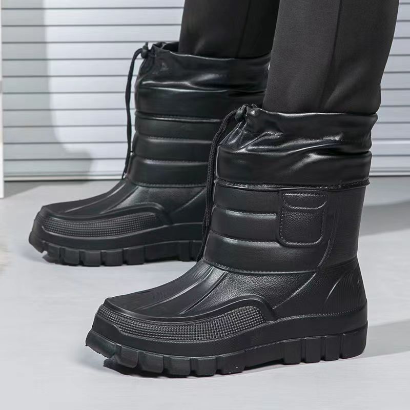 Verdickte Schneestiefel, Wasserdichte Fischerstiefel, Gummistiefel, Rutschfeste Warme Baumwollstiefel für Herren, Anti-Winter-Fischerei- und Samt-Baumwollschuhe