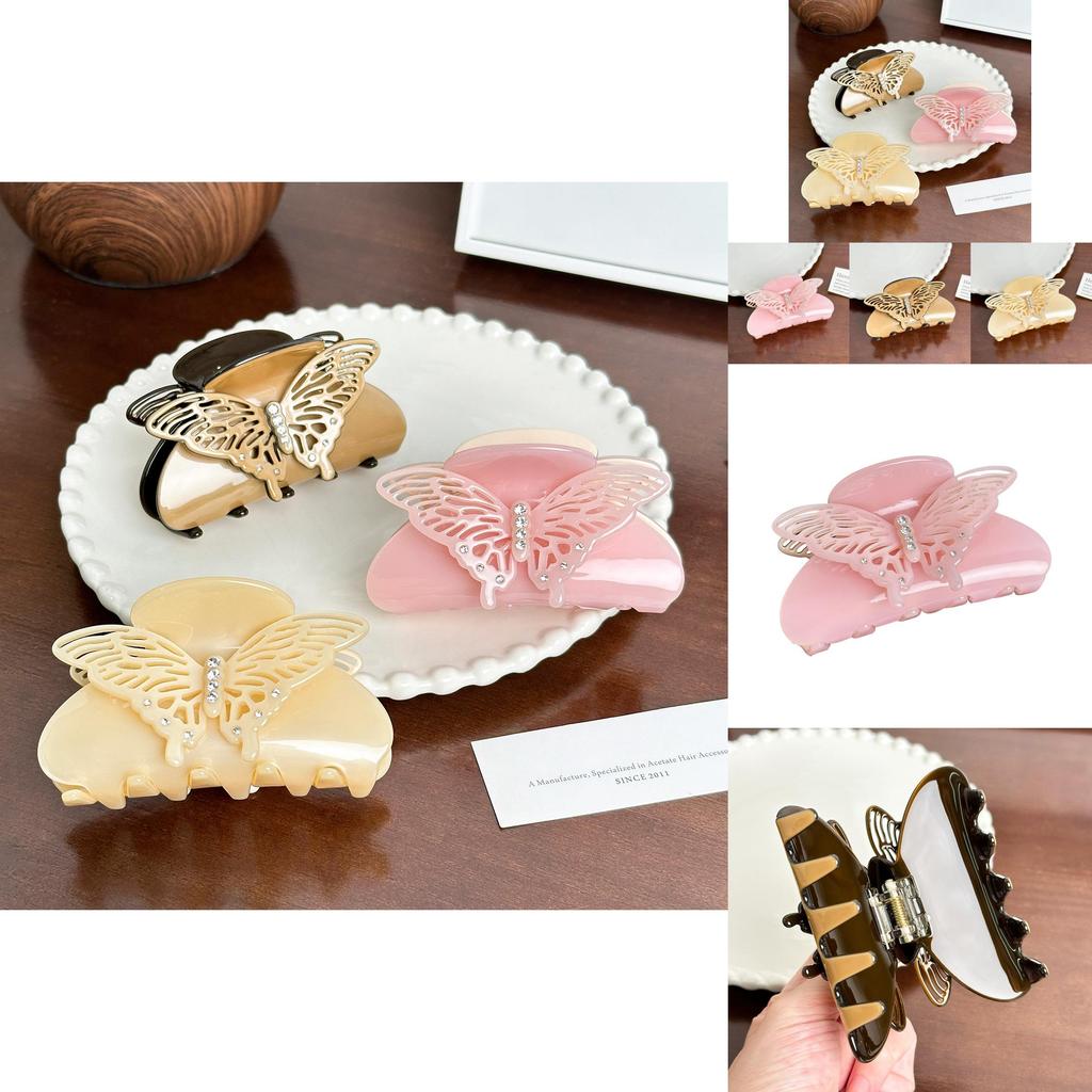 Elegante Acetat Schmetterlings Haarspange mit Strassdetails für stilvolle Hochsteckfrisuren
