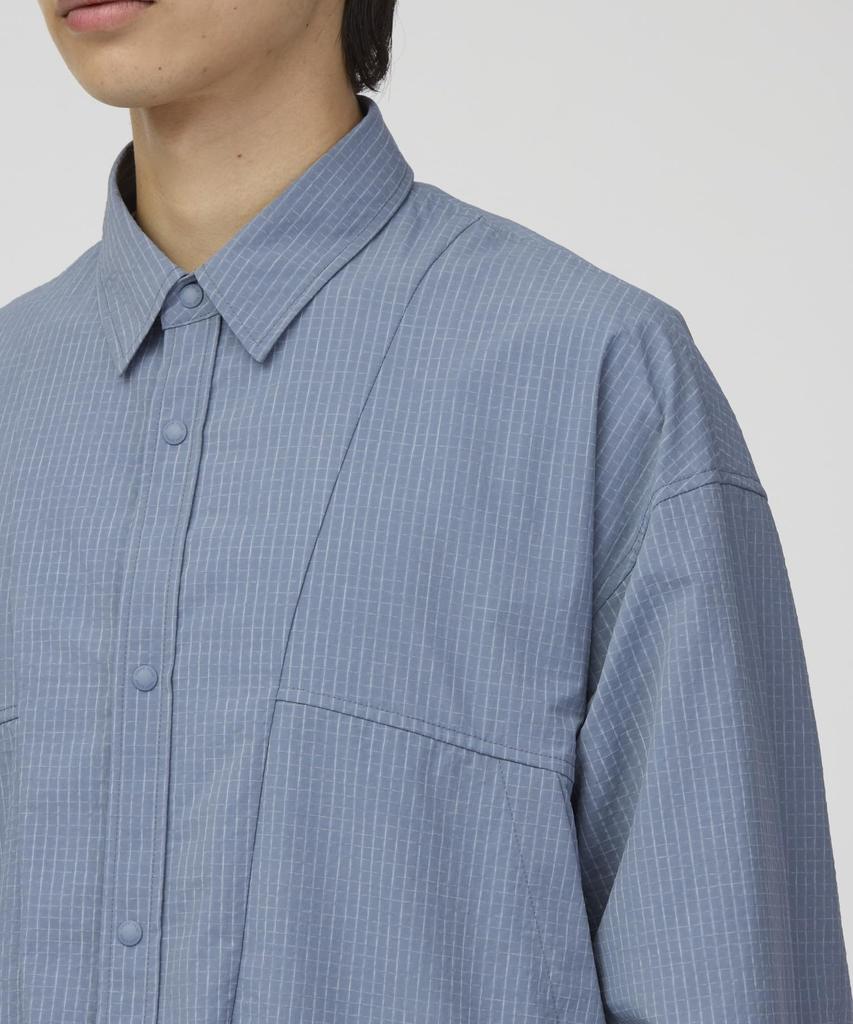 Snow Peak KASURI Ripstop Ripstop Dark Size M Shirt, Kasuri-style Fabric, Purple