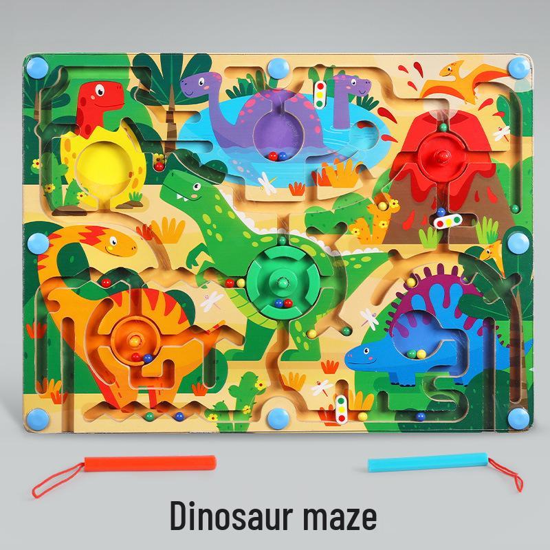 Kids Wooden Magnetic Maze: Pencil Control, Logical Thinking & Concentration Toy for Ages 3-6