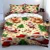 Christmas Santa Claus and Reindeer Bedding Set Bedding Set (1 Duvet Cover, 2 Pillowcases, Duvet Not Included)