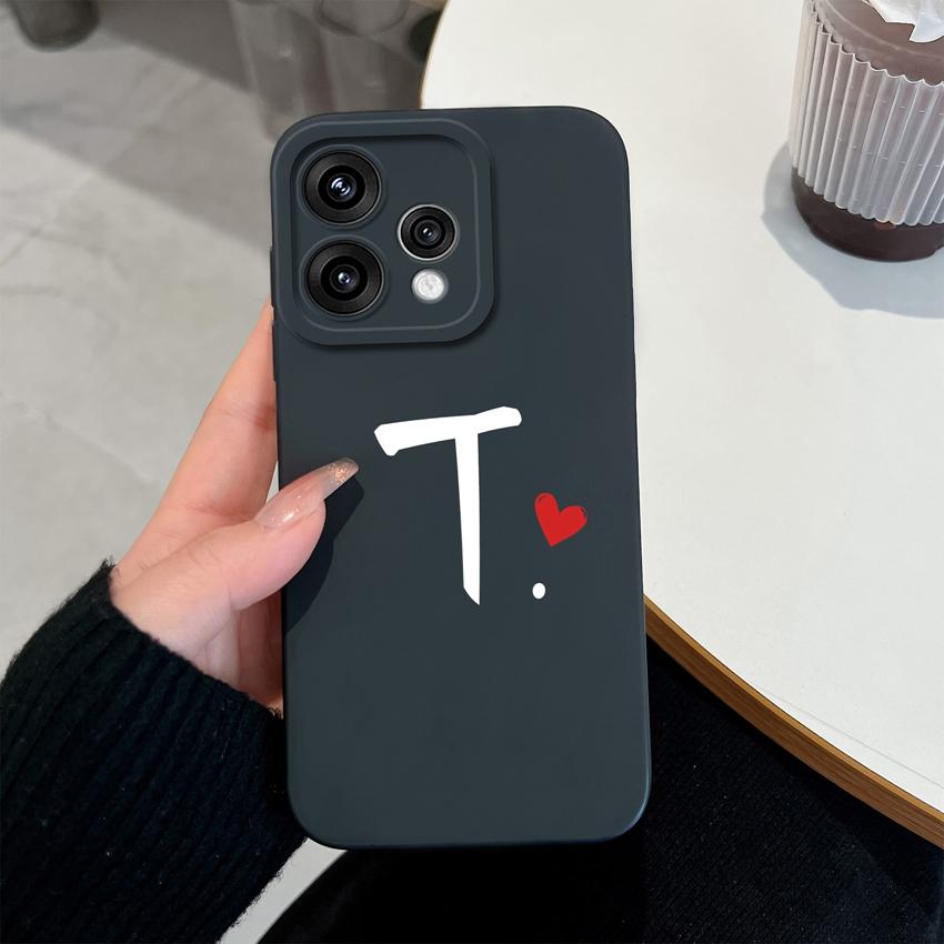 Cute Red Love Heart Letters Pattern Phone Cover For Oppo Reno 15 14 13 12 11 Pro 15F 14F 13F 12F 11F 5G Shockproof Silicone Camera Lens Protector Case