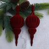 Cone Velvet Christmas Balls Unique Gourd Shaped Christmas Ornaments Burgundy Flocked Christmas Balls Elegant For Holiday Wreaths