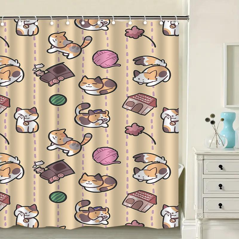 

Nordic Geometry Washable Dirt-Resistant Shower Curtain Shower Head Waterproof Polyester Bath Curtain For Home Decor Accessories W60H190(CM)-1 Pcs