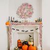 Fall Maple Leaves Garland Hanging Artificial Autumn Garland with Pink Pumpkins Flowers Berries For Halloween Thanksgiving Decor