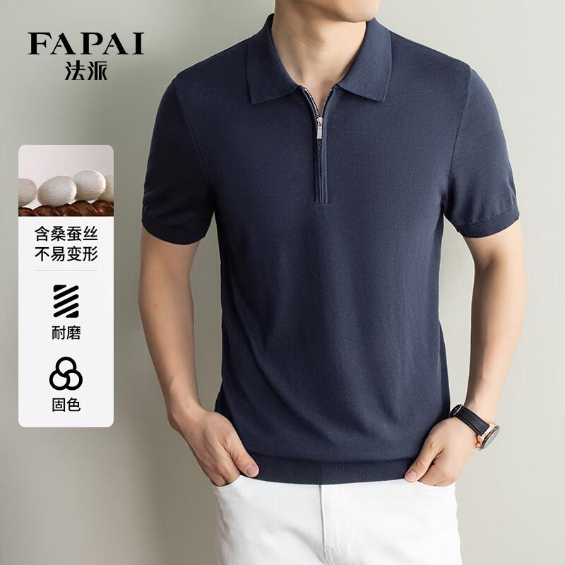 FAPAI Men s Silk Blend Knit Polo Shirt L