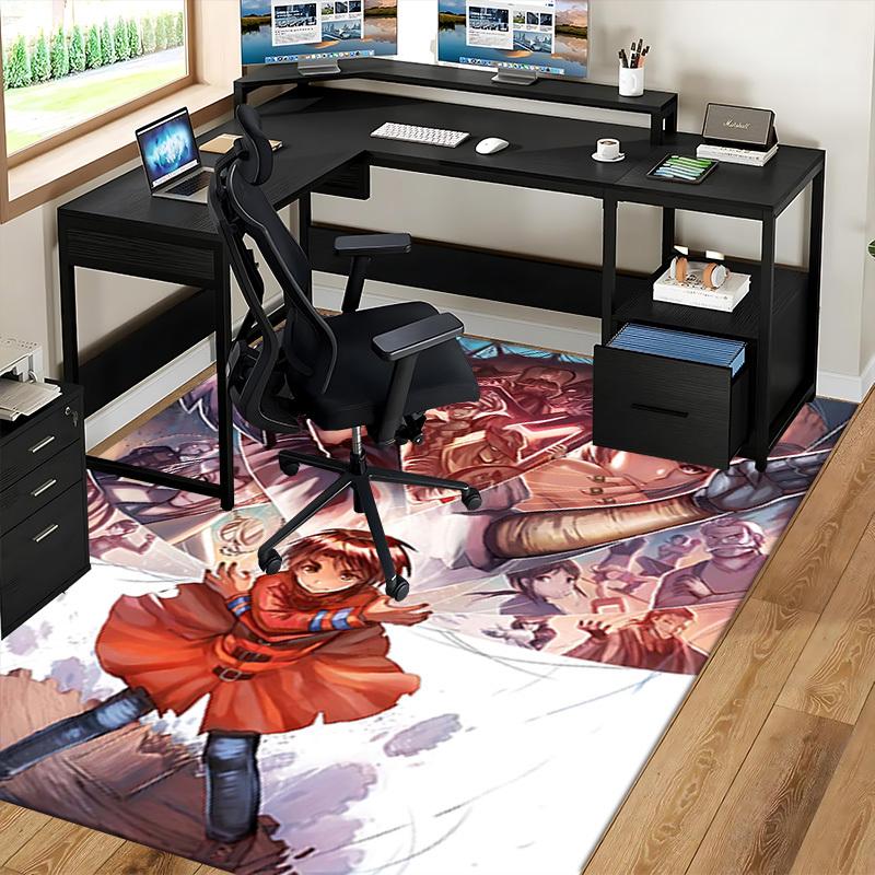 1pc Anime Cartoon Design Chair Mat - Fantasy Warrior Theme - Non-Slip Carpet for Office, Home Decor, Living Room, Bedroom, Game Room - Perfect Gift Id