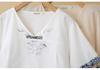 B1 Plus Size Women's Ethnic V-Neck Short Sleeve Cotton Linen Shirt - Summer 2026 Arrivals