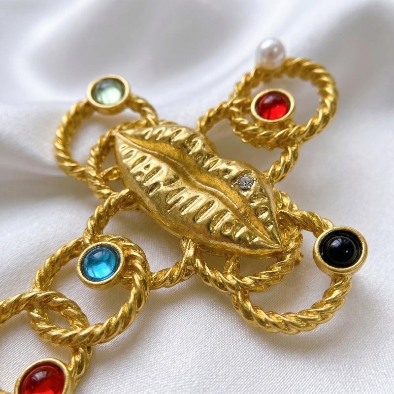French retro unique colored gemstone cross lip earrings femininity high sense exaggerated stud earrings