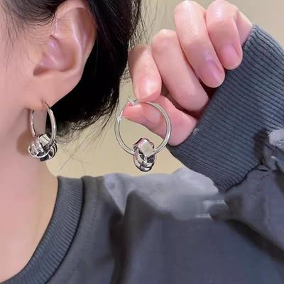 Cold Wind Metal Knotted Earrings Ins Personalized Geometric Circle Earrings 2025 New Earrings