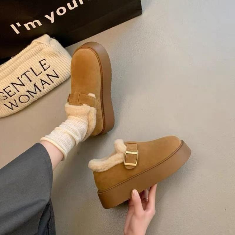 Fleece Warm Snow Boots Women's Fluffy Shoes Women's New Winter Boken Small Cotton Shoes